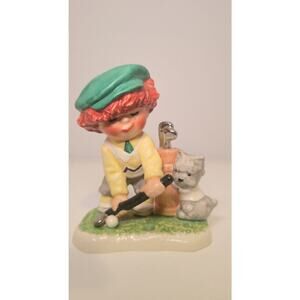 Goebel W. German Figurine #1271 Boy Golfer with Dog 1970s Vintage